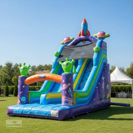 Şişme Uzaylı Temalı Kaydırak