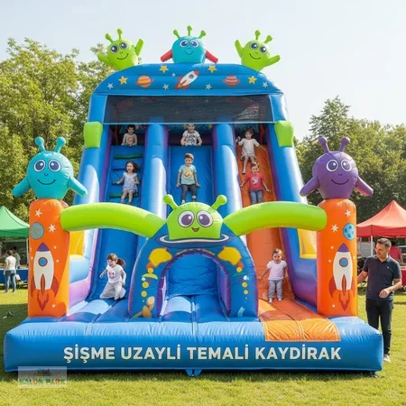 Şişme Uzaylı Temalı Kaydırak