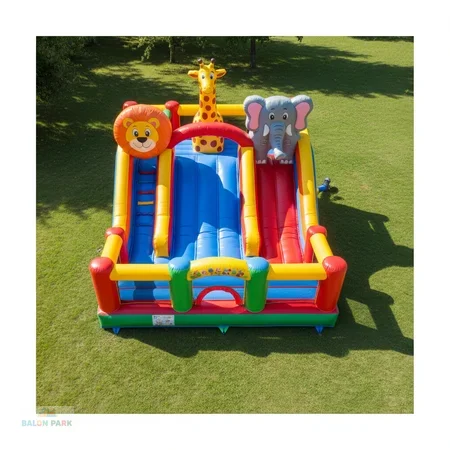 Hayvanat Bahçesi Temalı Şişme Kaydırak