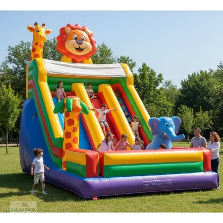 Hayvanat Bahçesi Temalı Şişme Kaydırak