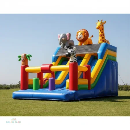 Hayvanat Bahçesi Temalı Şişme Kaydırak