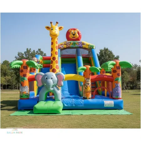 Hayvanat Bahçesi Temalı Şişme Kaydırak