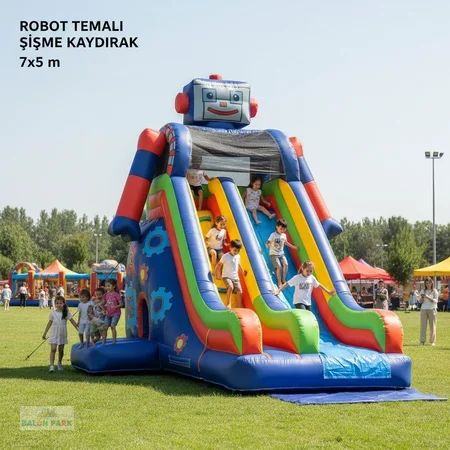 Robot Temalı Şişme Kaydırak