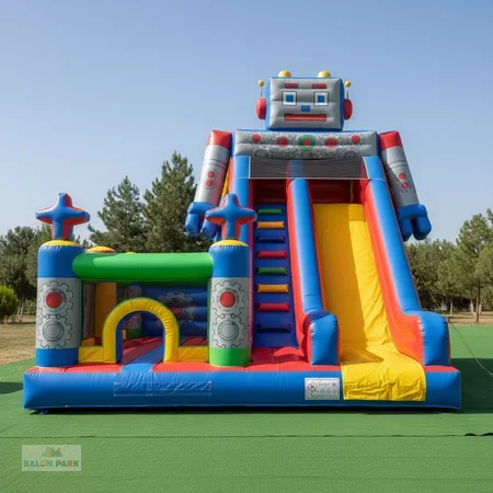 Robot Temalı Şişme Kaydırak