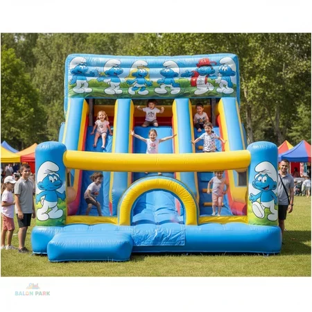  Şişme Şirinler Kaydırak