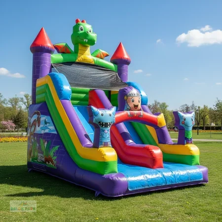 3D Temalı Kompakt Şişme Çocuk Kaydırağı