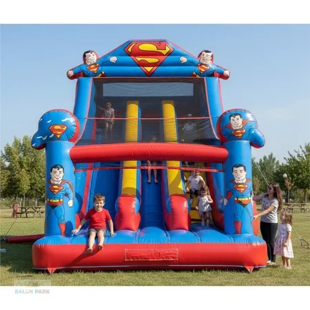 Şişme Süperman Temalı Kaydırak